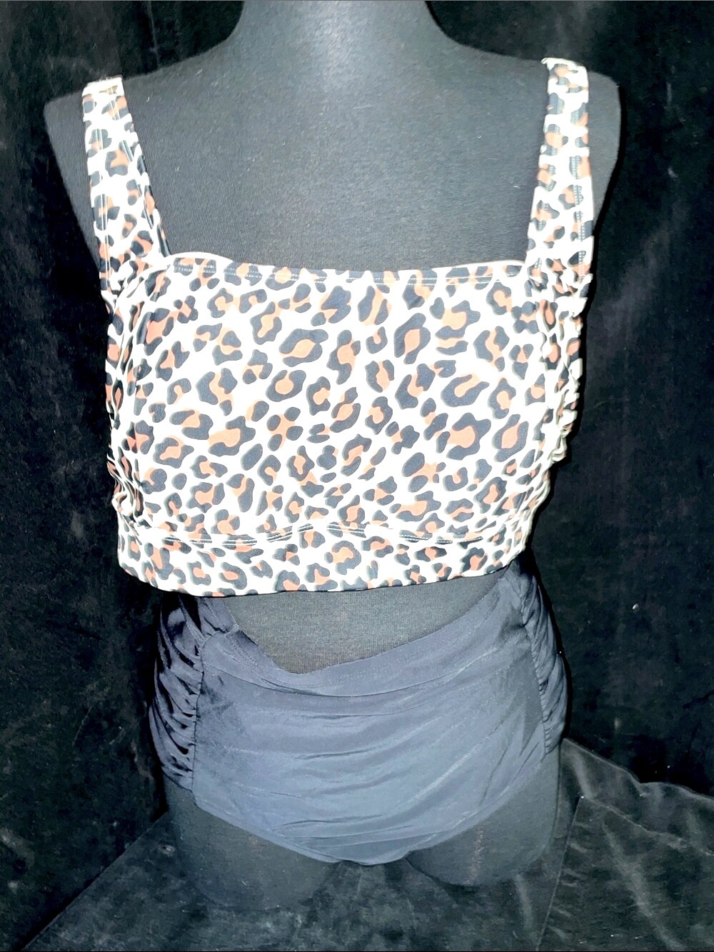 Women’s KONA SOL EUC Sz 16W18W Leopard -Print Square Neck 2-piece Swim Suit - Picture 2 of 9